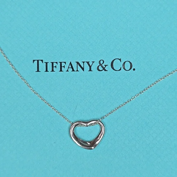 Tiffany & Co. Elsa Peretti Open Heart Pendant. 16" Chain - Picture 2 of 4